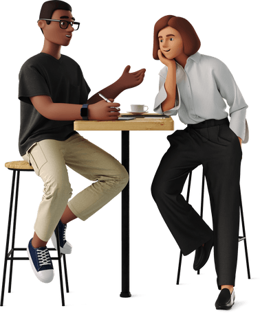 man and woman working at the table